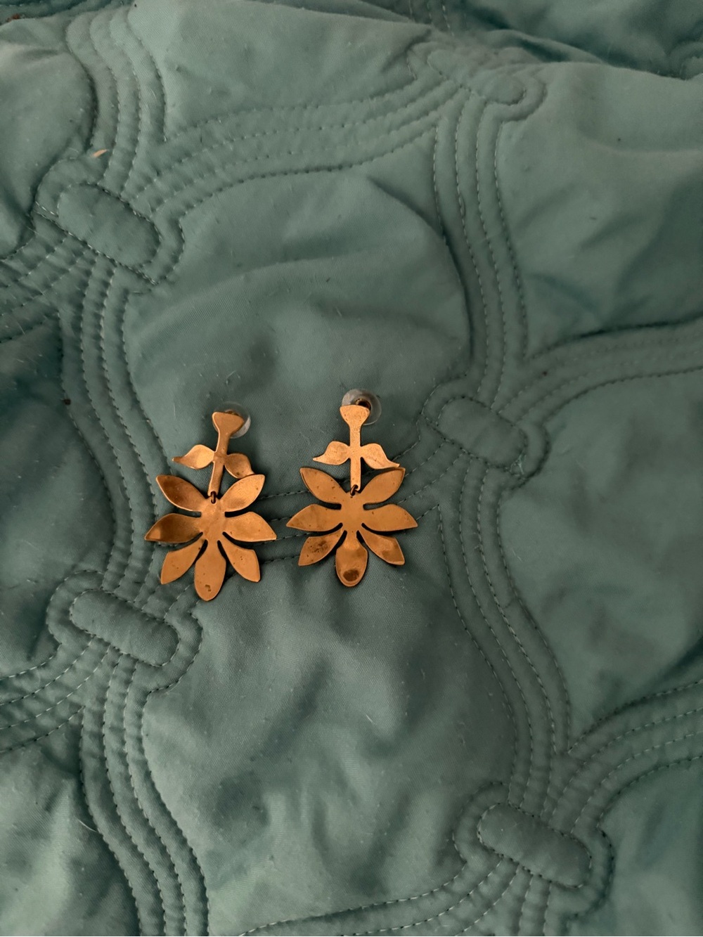 Noonday Collection Gold Floral Leaf Drop Earrings